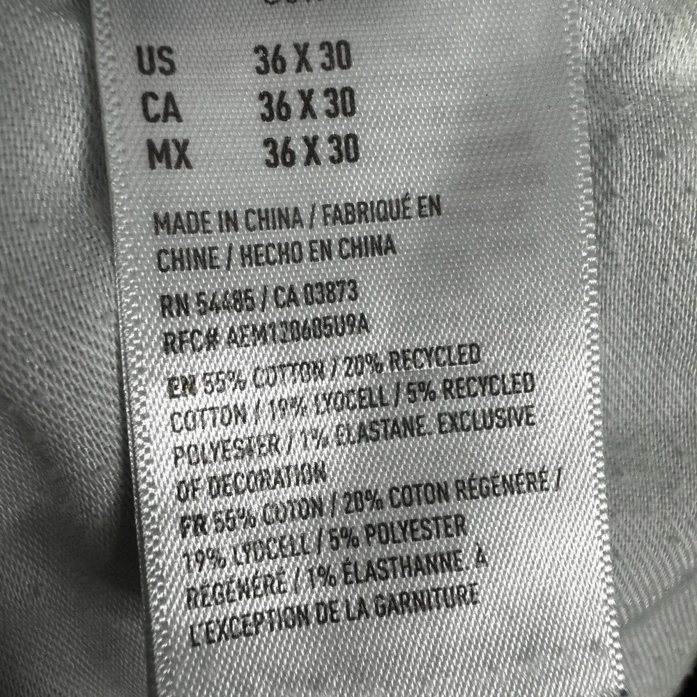 American‎ Eagle EASYFLEX Men's Slim Straight Jeans 36x30 Light Blue Distressed